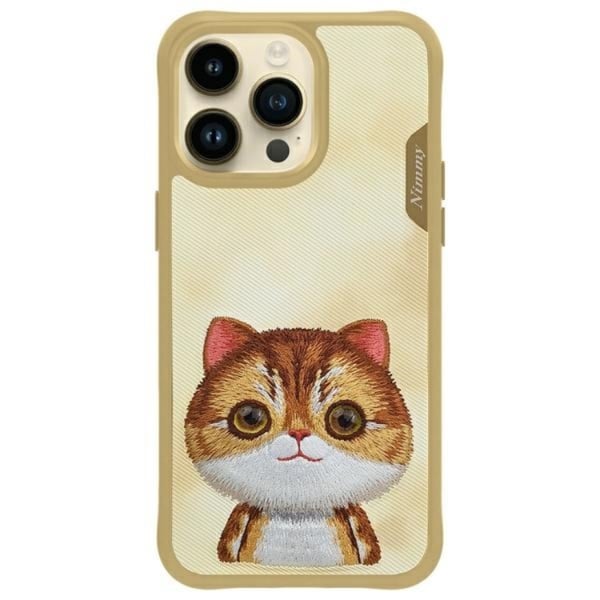 Nimmy Mobilskal till iPhone 15 Pro Big Eyed Pet 2.0 Cat - Khaki