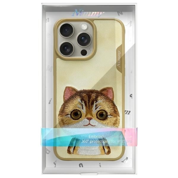 Nimmy Mobilskal till iPhone 15 Pro Big Eyed Pet 2.0 Cat - Khaki