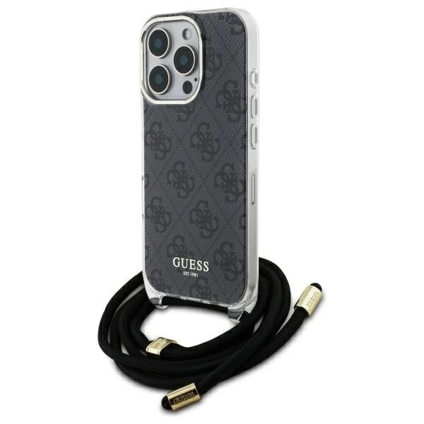 Guess Mobilskal till iPhone 16 Pro Max Crossbody Cord 4G Print - Svart