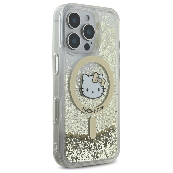 Hello Kitty Mobilskal till iPhone 16 Pro Max MagSafe Liquid Glitter - Vit Guld