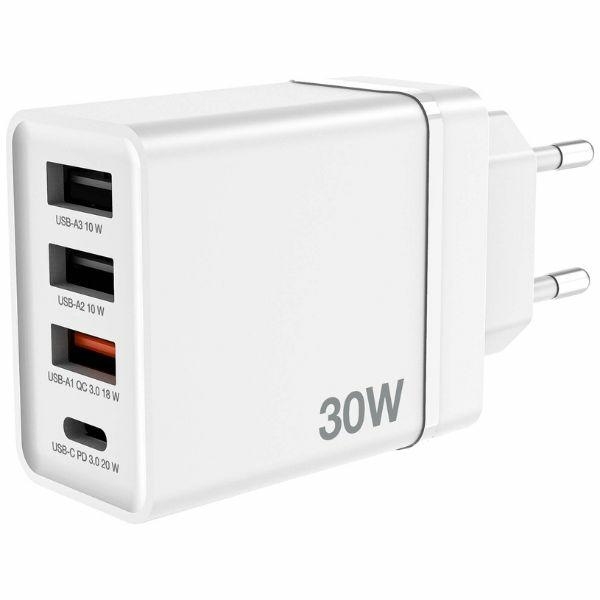 Verbatim Snabbladdare 30W 3xUSB-A 1xUSB-C PD 3.0 - Vit