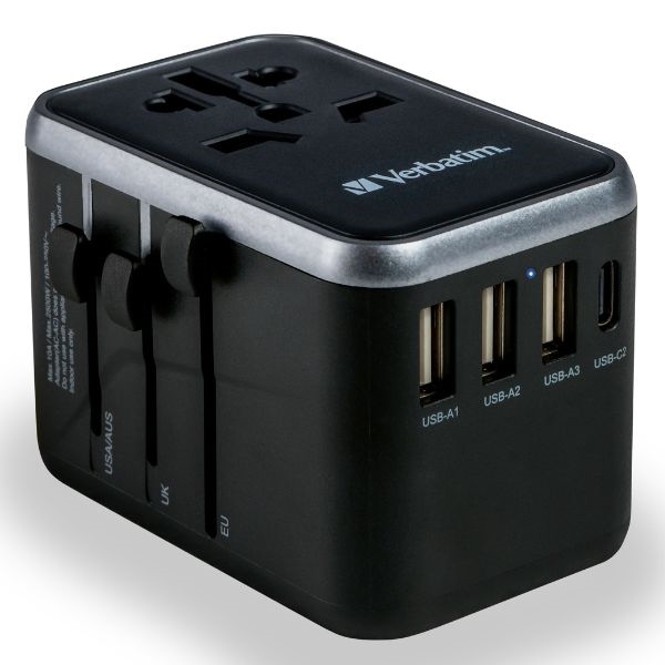 Verbatim Reseladdare 61W PD 2xUSB-C 3xUSB-A EU/UK/US - Svart