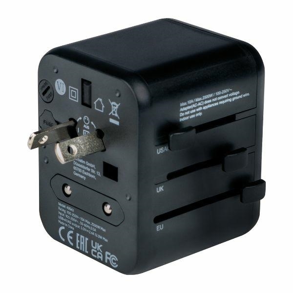 Verbatim Reseladdare 2xUSB-A EU/UK/US - Svart