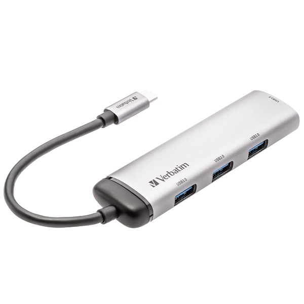 Verbatim USB-C til USB-A 4-Ports Hub-adapter 49147 - Sølv