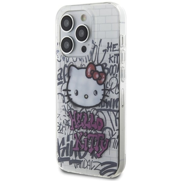 Hello Kitty Mobilskal till iPhone 14 Pro Kitty On Bricks Graffiti - Vit