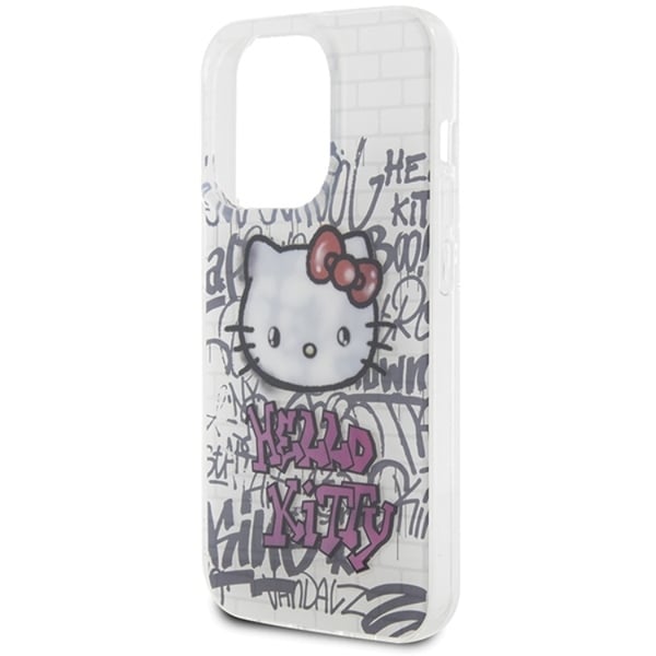 Hello Kitty Mobilskal till iPhone 14 Pro Kitty On Bricks Graffiti - Vit