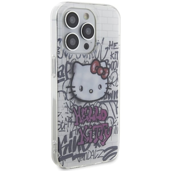 Hello Kitty Mobilskal till iPhone 14 Pro Kitty On Bricks Graffiti - Vit