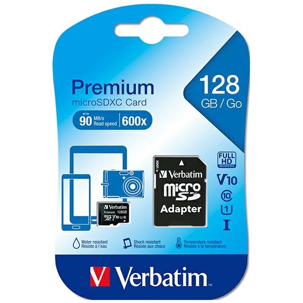 Verbatim Hukommelseskort microSDXC 128GB V10 Med Adapter - Sort