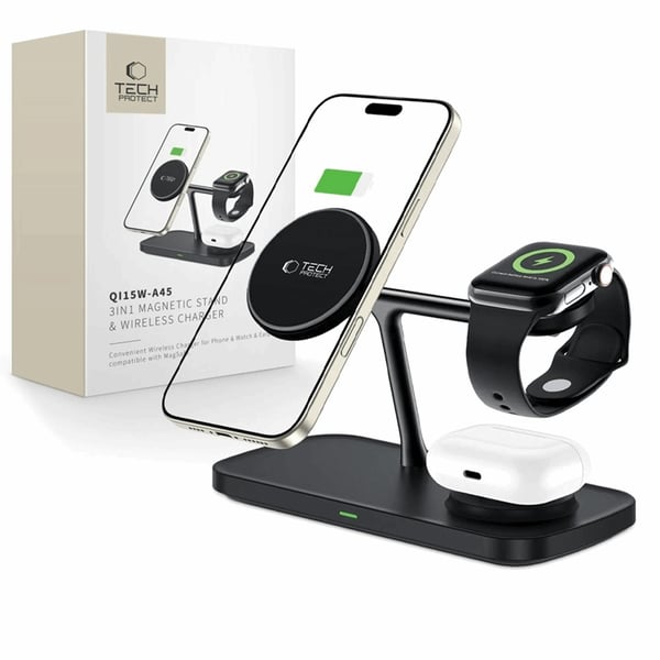 3-i-1 Magsafe trådløs oplader til iPhone Apple Watch AirPods Qi 15W