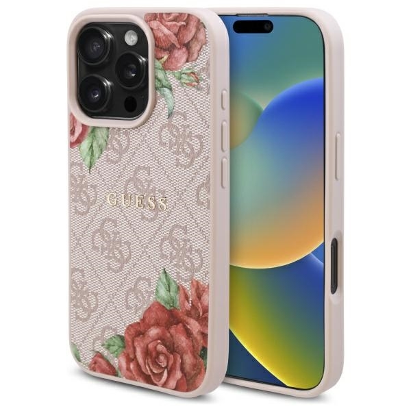 Guess Mobilskal till iPhone 16 Pro Max MagSafe 4G Flowers Print - Rosa