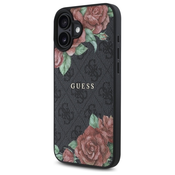 Guess Mobilskal till iPhone 16 MagSafe 4G Flowers Print - Svart