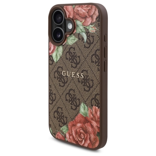 Guess Mobilskal till iPhone 16 MagSafe 4G Flowers Print - Brun