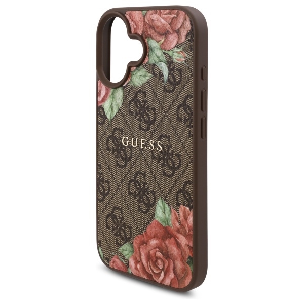 Guess Mobilskal till iPhone 16 MagSafe 4G Flowers Print - Brun
