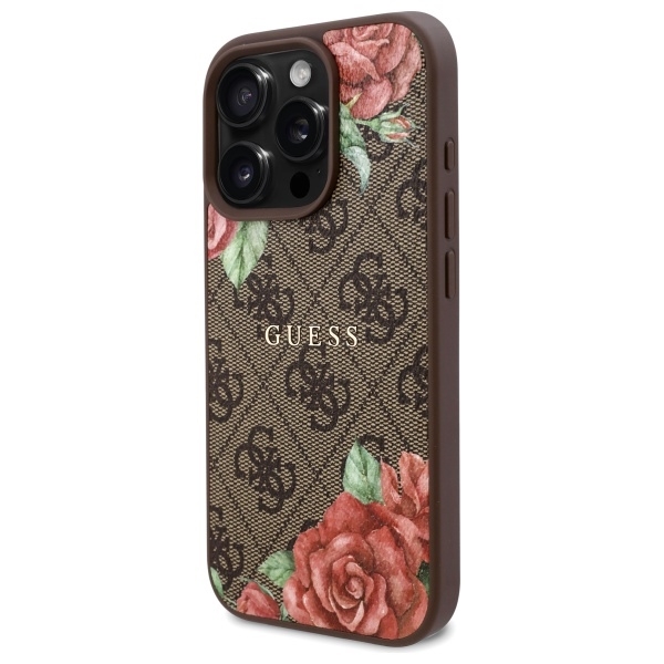 Guess Mobilskal till iPhone 16 Pro MagSafe 4G Flowers Print - Brun