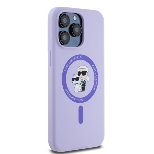 Karl Lagerfeld iPhone 15 Pro Max MagSafe Karl&Choupette Ring Lilla