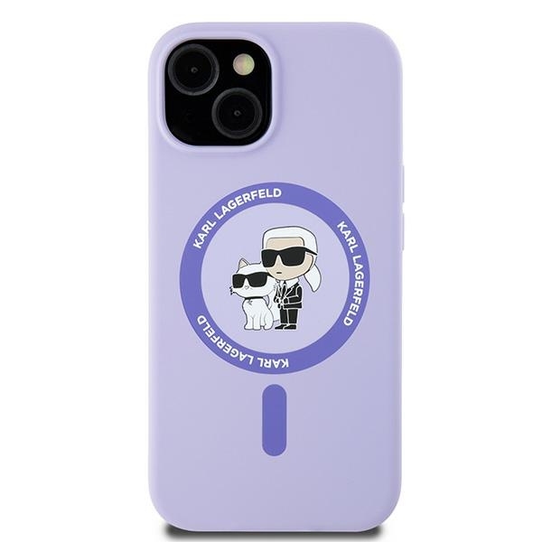 Karl Lagerfeld Telefontaske til iPhone 15 MagSafe Karl&Choupette Ring - Lilla