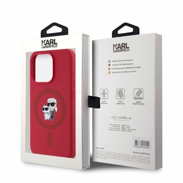 Karl Lagerfeld Mobilskal till iPhone 15 Pro MagSafe Karl&Choupette Ring - Röd
