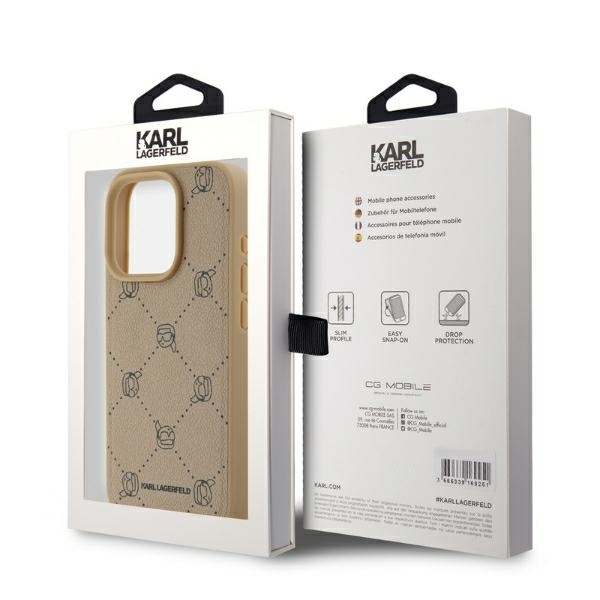 Karl Lagerfeld Telefontaske til iPhone 15 Pro Max MagSafe Karl Heads - Beige