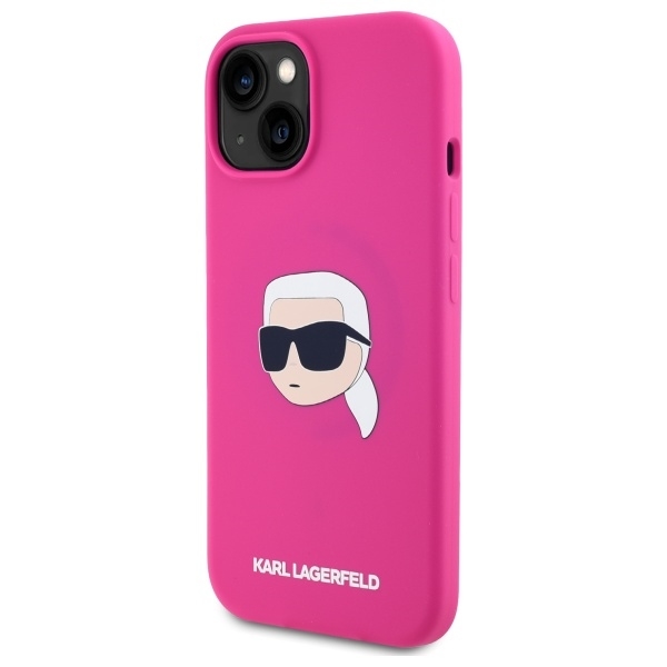 Karl Lagerfeld Telefontaske til iPhone 15 MagSafe Silicone Karl Head Print