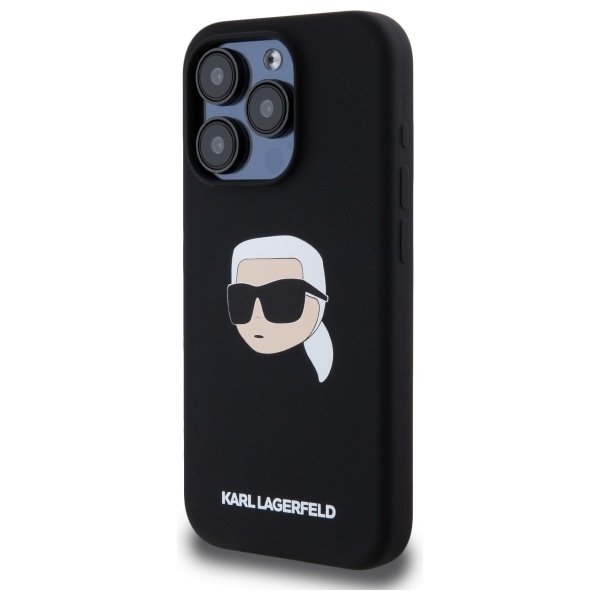 Karl Lagerfeld Mobilskal till iPhone 15 Pro Max MagSafe Silikon Karl Head Svart