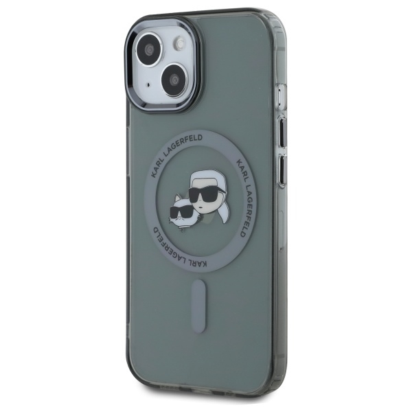 Karl Lagerfeld Telefontaske til iPhone 15 MagSafe IML Karl&Choupette - Sort