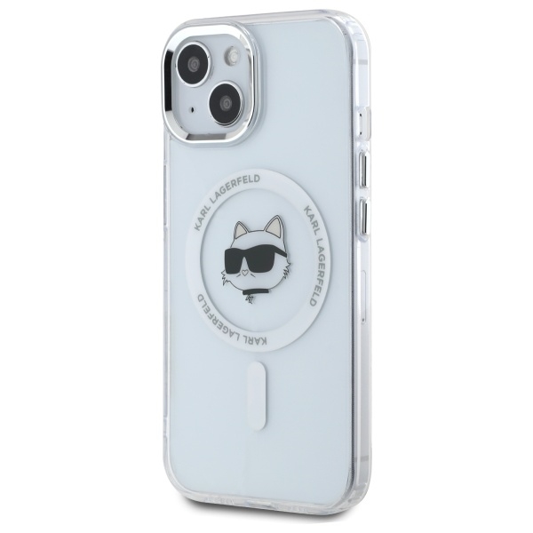 Karl Lagerfeld Telefontaske til iPhone 15 MagSafe IML Choupette Head - Hvid