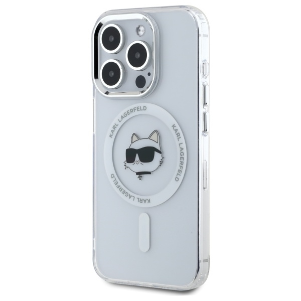 Karl Lagerfeld Mobilskal till iPhone 15 Pro MagSafe IML Choupette Head - Vit