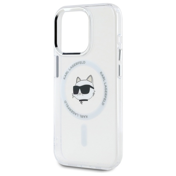 Karl Lagerfeld Mobilskal till iPhone 15 Pro MagSafe IML Choupette Head - Vit