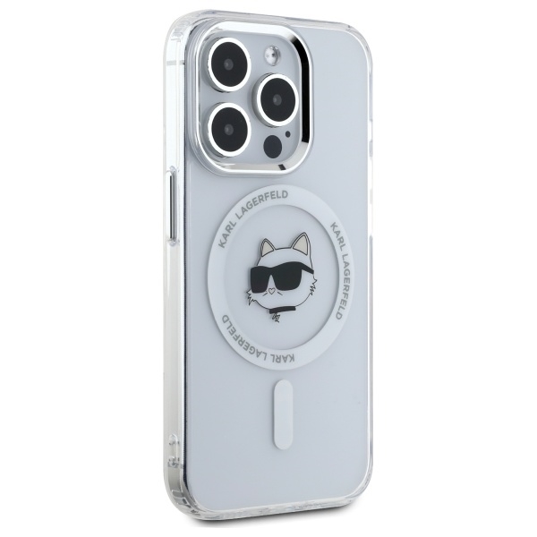Karl Lagerfeld Telefontaske til iPhone 15 Pro Max MagSafe IML Choupette Head - Hvid