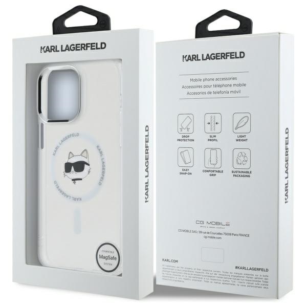 Karl Lagerfeld Telefontaske til iPhone 13 Pro Max MagSafe IML Choupette Head - Hvid