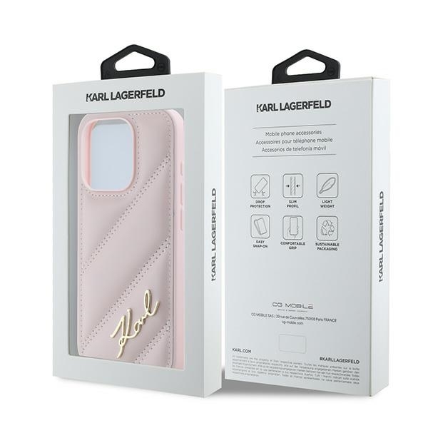 Karl Lagerfeld Mobilskal till iPhone 15 Pro Max Quilted Script - Rosa