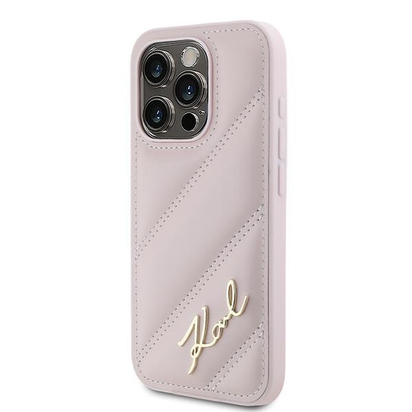 Karl Lagerfeld Mobilskal till iPhone 15 Pro Quilted Script - Rosa