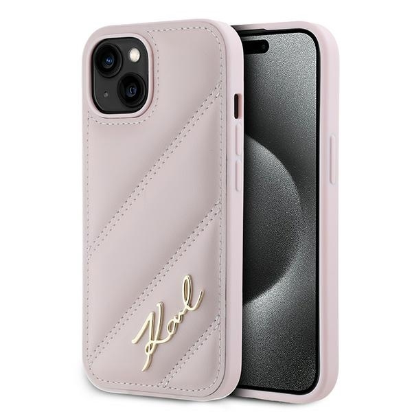 Karl Lagerfeld Mobilskal till iPhone 15/14/13 Quilted Script - Rosa
