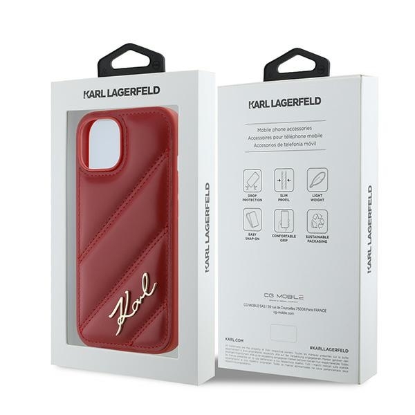 Karl Lagerfeld -puhelinkuori iPhone 15/14/13 Quilted Script - Punainen