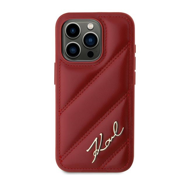 Karl Lagerfeld Mobilskal till iPhone 15 Pro Quilted Script - Röd