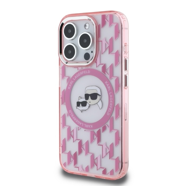 Karl Lagerfeld iPhone 15 Plus MagSafe IML Monogram Telefontaske - Lyserød