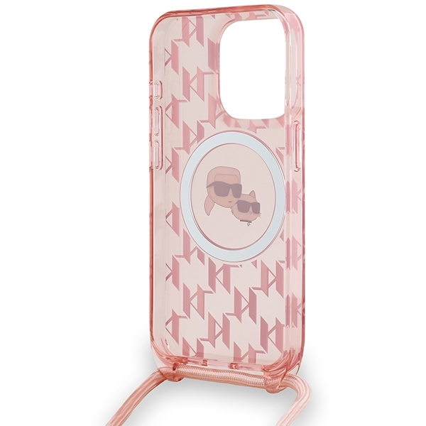 Karl Lagerfeld Mobilskal till iPhone 15 Pro MagSafe IML Crossbody - Rosa