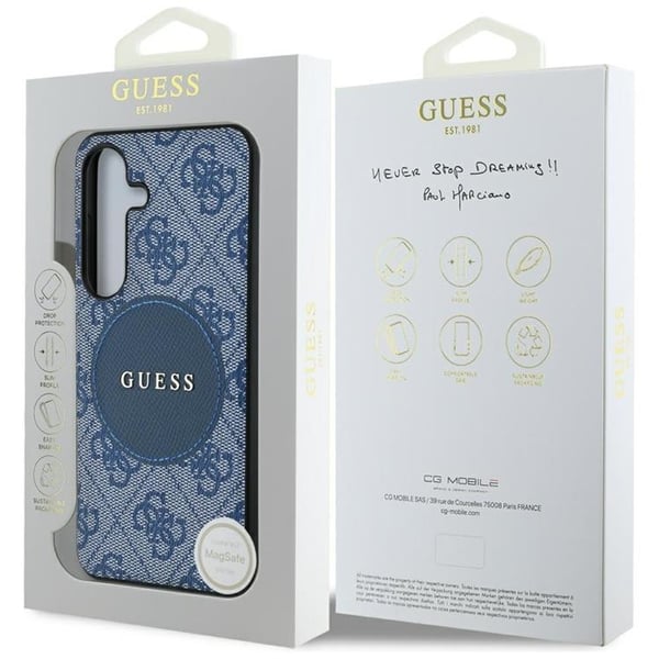 Guess Telefontaske til Galaxy S25 Plus MagSafe Round Patch Classic Logo - Blå