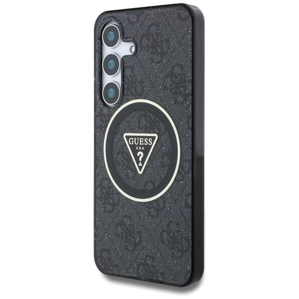 Guess Mobilskal till Galaxy S25 MagSafe 4G Glitter Triangle Buttons - Svart