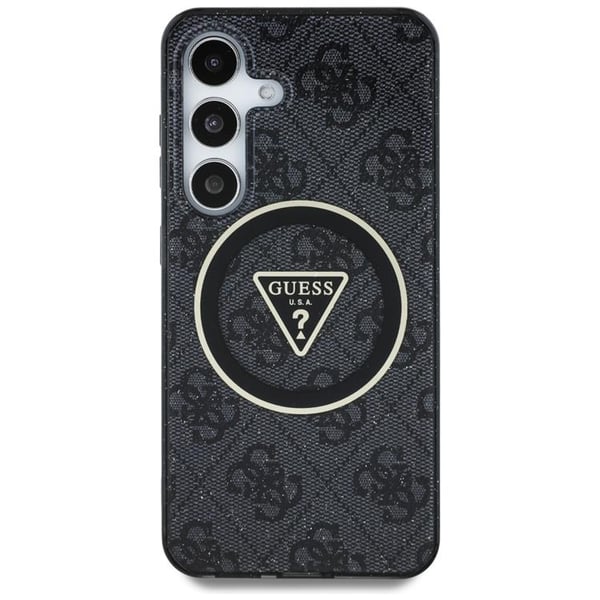 Guess Mobilskal till Galaxy S25 MagSafe 4G Glitter Triangle Buttons - Svart
