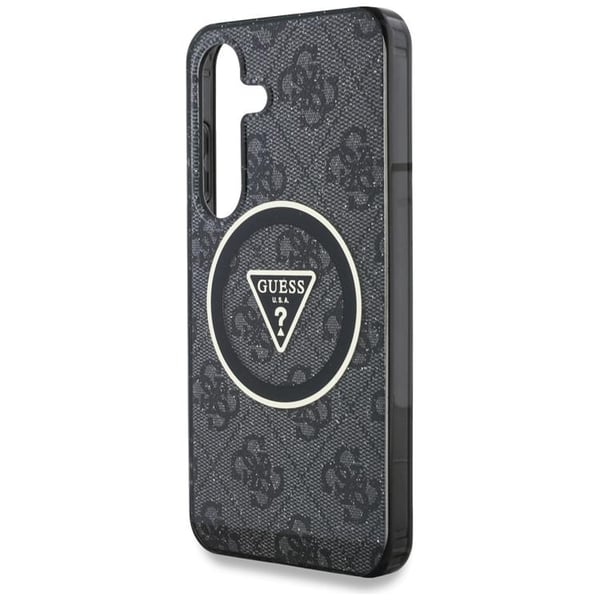 Guess Mobilskal till Galaxy S25 MagSafe 4G Glitter Triangle Buttons - Svart