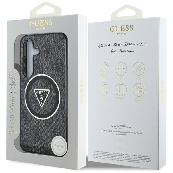 Guess Mobilskal till Galaxy S25 Plus MagSafe 4G Glitter Triangle Buttons - Svart