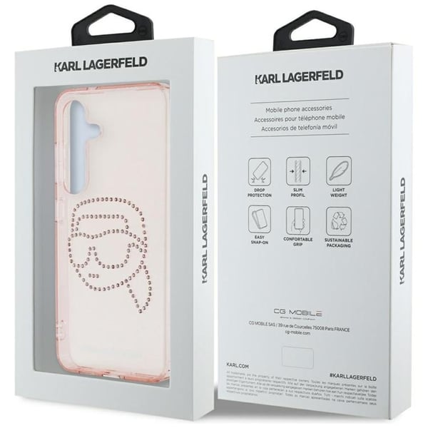 Karl Lagerfeld Mobilskal till Galaxy S25 Rhinestones Karl Head Logo - Rosa