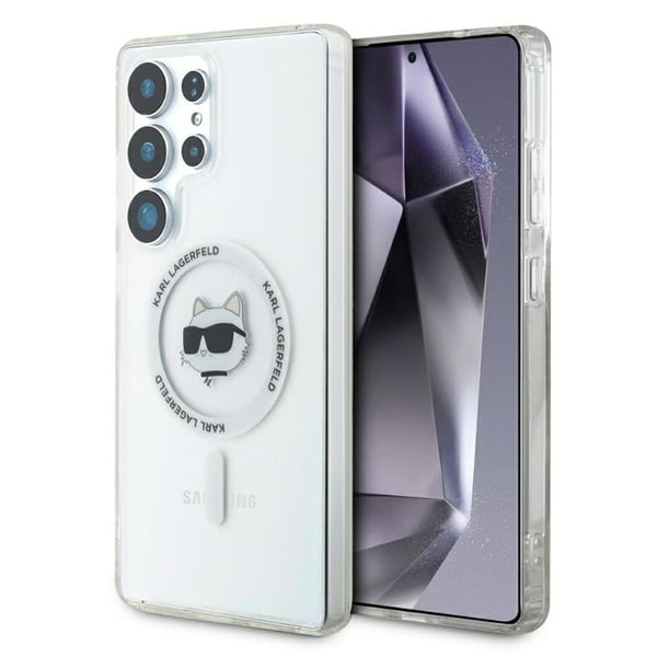Karl Lagerfeld Mobilskal till Galaxy S25 Ultra MagSafe Choupette Logo Vit