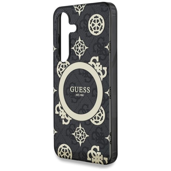 Guess Mobilskal till Galaxy S25 MagSafe Guld Electroplated Peony - Svart