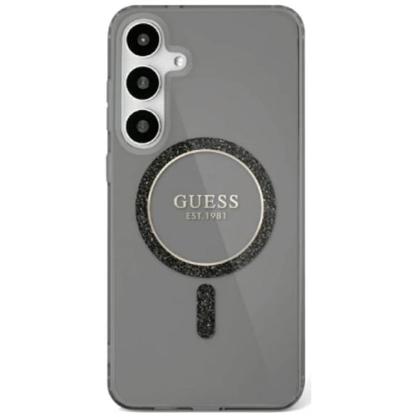 Guess telefontaske til Galaxy S25 Ultra MagSafe Glitter Circle Classic Logo Sort