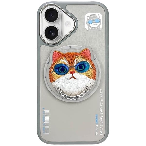 Nimmy Mobilskal till iPhone 16 MagSafe Glasses Cool Cat - Grå