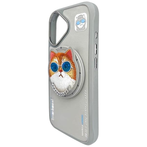 Nimmy Mobilskal till iPhone 16 MagSafe Glasses Cool Cat - Grå