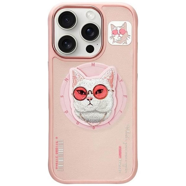 Nimmy Matkapuhelimen kuori iPhone 16 Pro Max MagSafe Glasses Cool Cat - Vaaleanpunainen