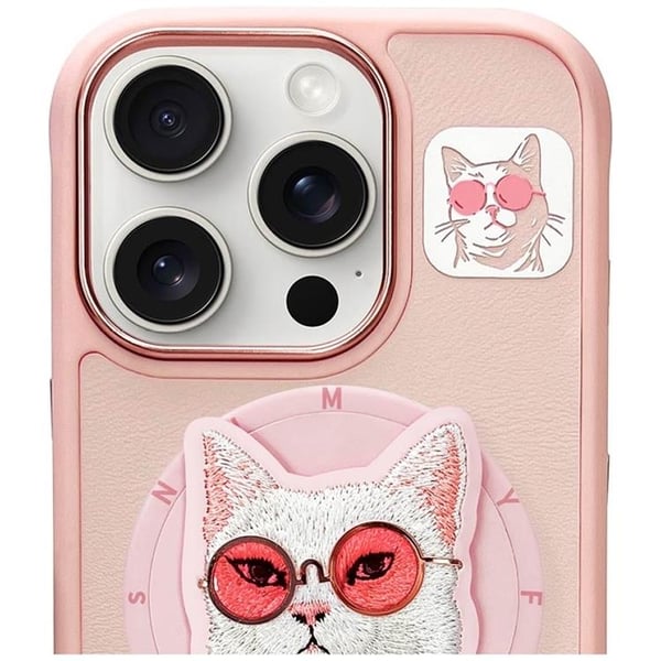 Nimmy Mobilcover til iPhone 16 Pro Max MagSafe Glasses Cool Cat - Rosa